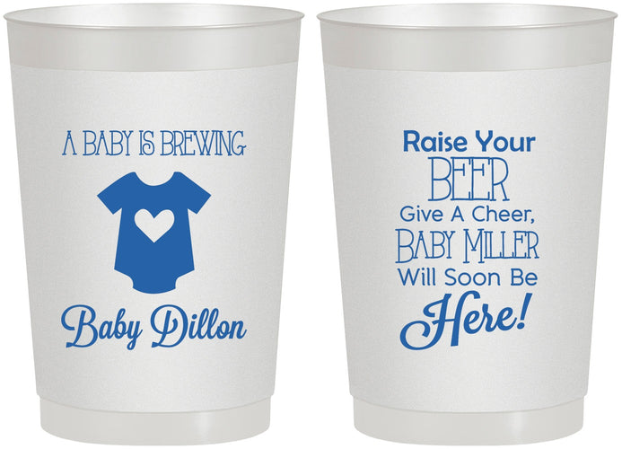 Personalized Baby Shower 22 oz Frosted Cups - Baby Is Brewing | 90041