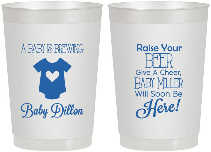 Personalized Baby Shower 22 oz Frosted Cups - Baby Is Brewing | 90041