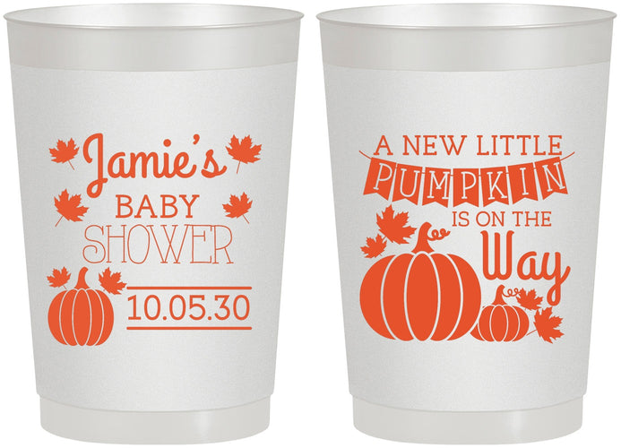 Personalized Baby Shower 22 oz Frosted Cups - Pumpkin On The Way | 90042