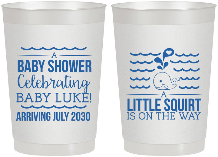 Personalized Baby Shower 22 oz Frosted Cups - Little Squirt On The Way | 90043