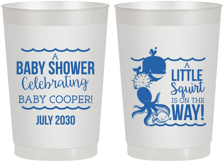 Personalized Baby Shower 22 oz Frosted Cups - Little Squirt On The Way | 90045
