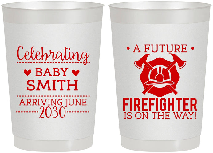 Personalized Baby Shower 22 oz Frosted Cups - Future Firefighter | 90048