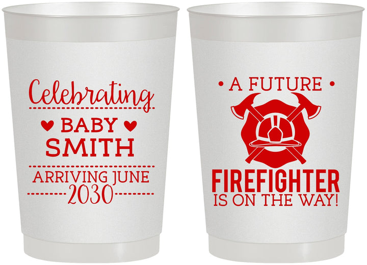 Personalized Baby Shower 22 oz Frosted Cups - Future Firefighter | 90048