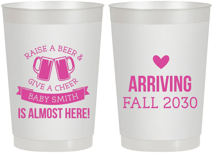 Personalized Baby Shower 22 oz Frosted Cups - Raise A Beer | 90049