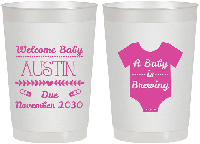 Personalized Baby Shower 22 oz Frosted Cups - Baby Is Brewing | 90050