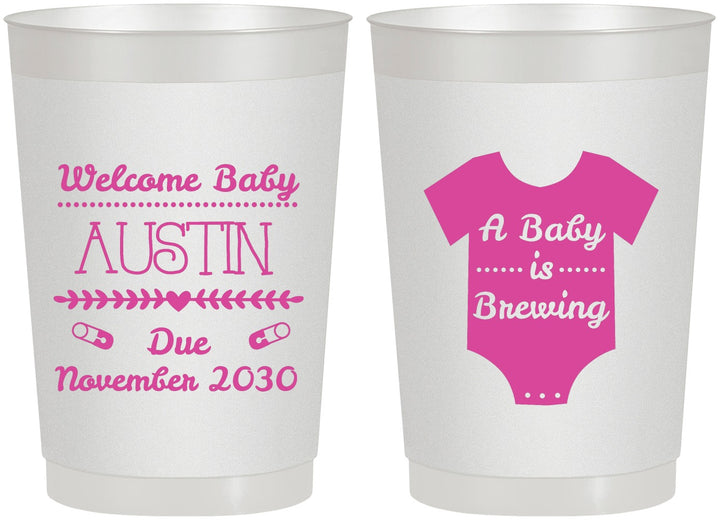Personalized Baby Shower 22 oz Frosted Cups - Baby Is Brewing | 90050