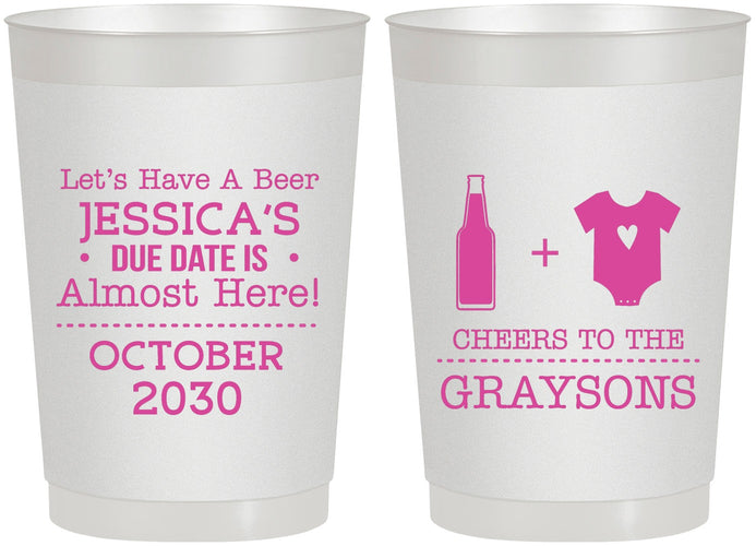 Personalized Baby Shower 22 oz Frosted Cups - Due Date Almost Here | 90052