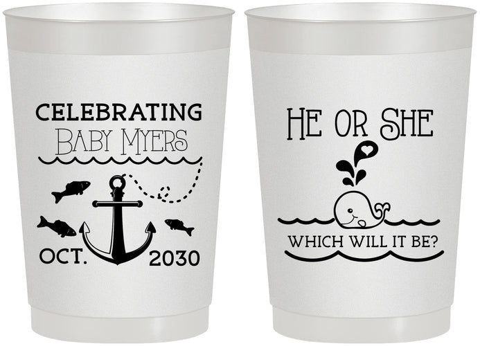 Personalized Baby Shower 22 oz Frosted Cups - Gender Reveal Whale | 90053