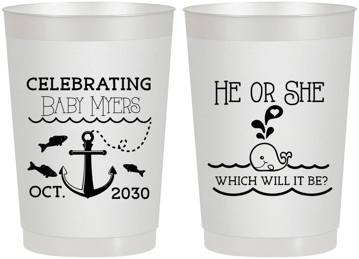 Personalized Baby Shower 22 oz Frosted Cups - Gender Reveal Whale | 90053