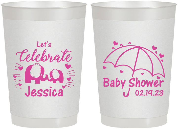 Personalized Baby Shower 22 oz Frosted Cups - Elephant Lets Celebrate | 90058
