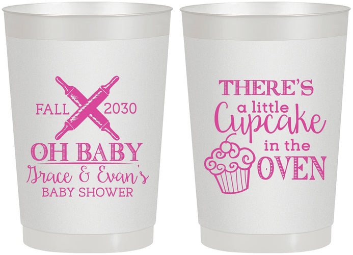 Personalized Baby Shower 22 oz Frosted Cups - Cupcake In The Oven | 90059