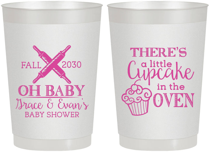 Personalized Baby Shower 22 oz Frosted Cups - Cupcake In The Oven | 90059