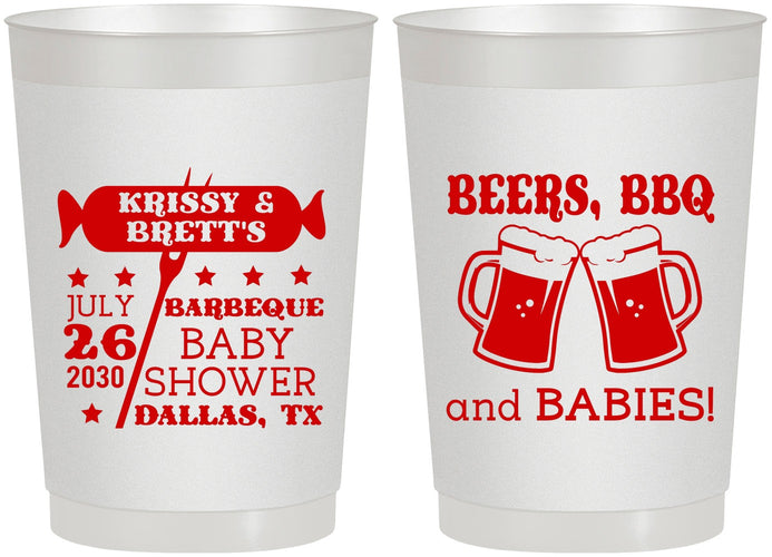 Personalized Baby Shower 22 oz Frosted Cups - Beers Bbq Babies | 90060