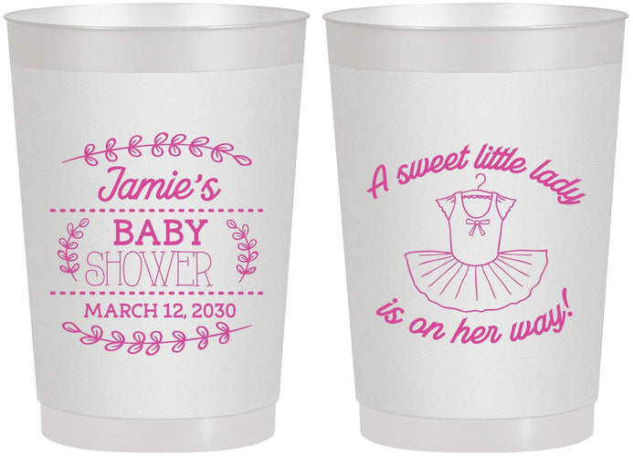 Personalized Baby Shower 22 oz Frosted Cups - Sweet Little Lady | 90061