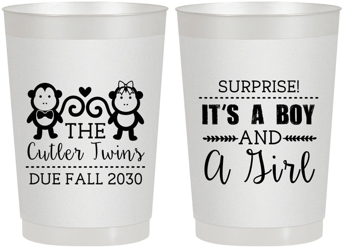 Personalized Baby Shower 22 oz Frosted Cups - Gender Reveal Boy Or Girl | 90063