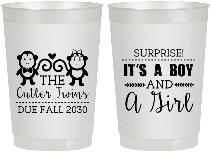 Personalized Baby Shower 22 oz Frosted Cups - Gender Reveal Boy Or Girl | 90063