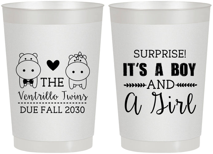 Personalized Baby Shower 22 oz Frosted Cups - Gender Reveal Boy Or Girl | 90064