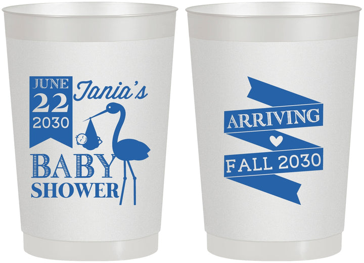 Personalized Baby Shower 22 oz Frosted Cups - Stork | 90073