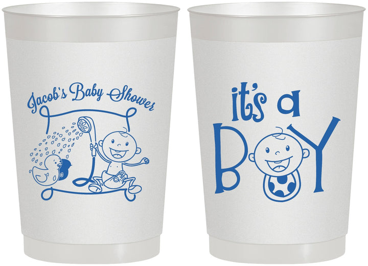 Personalized Baby Shower 22 oz Frosted Cups - It’s A Boy | 90076