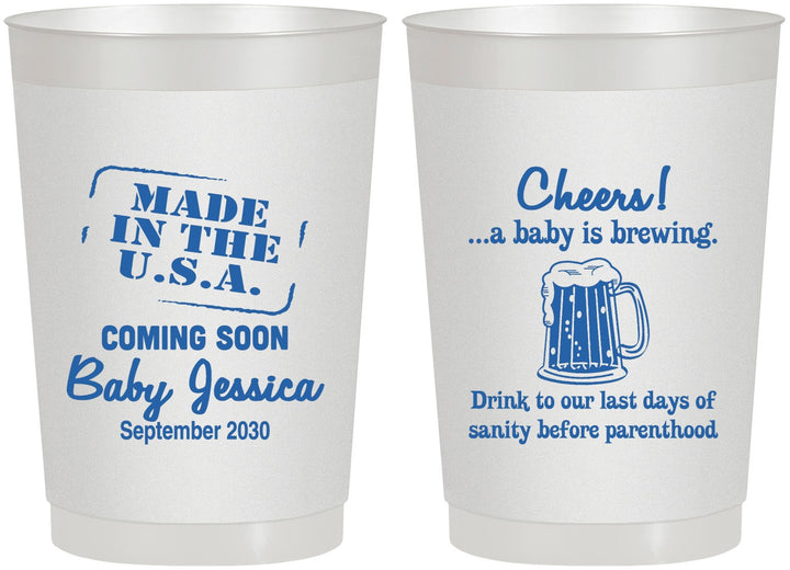 Personalized Baby Shower 22 oz Frosted Cups - Made In The Usa | 90079
