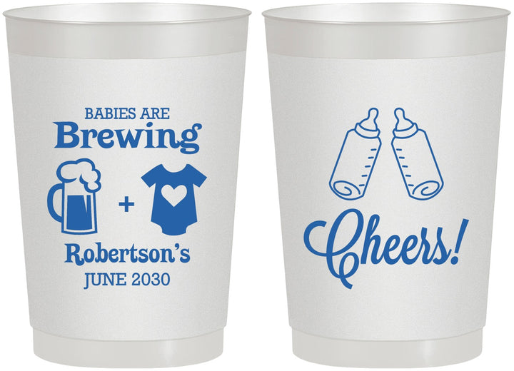 Personalized Baby Shower 22 oz Frosted Cups - Babies Are Brewing | 90080