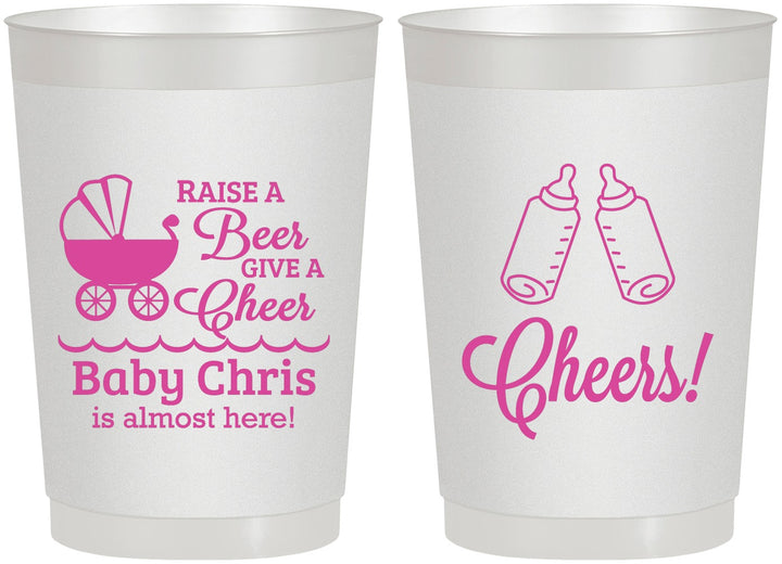 Personalized Baby Shower 22 oz Frosted Cups - Raise A Beer | 90081