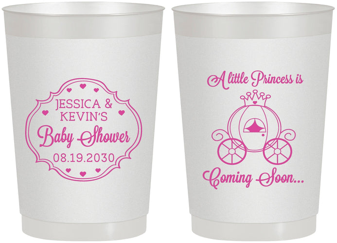 Personalized Baby Shower 22 oz Frosted Cups - Princess Coming Soon | 90085