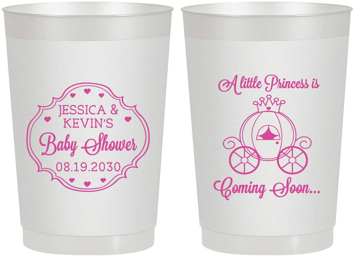 Personalized Baby Shower 22 oz Frosted Cups - Princess Coming Soon | 90085