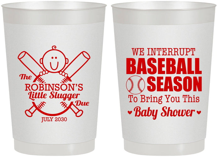 Personalized Baby Shower 22 oz Frosted Cups - Baseball | 90090