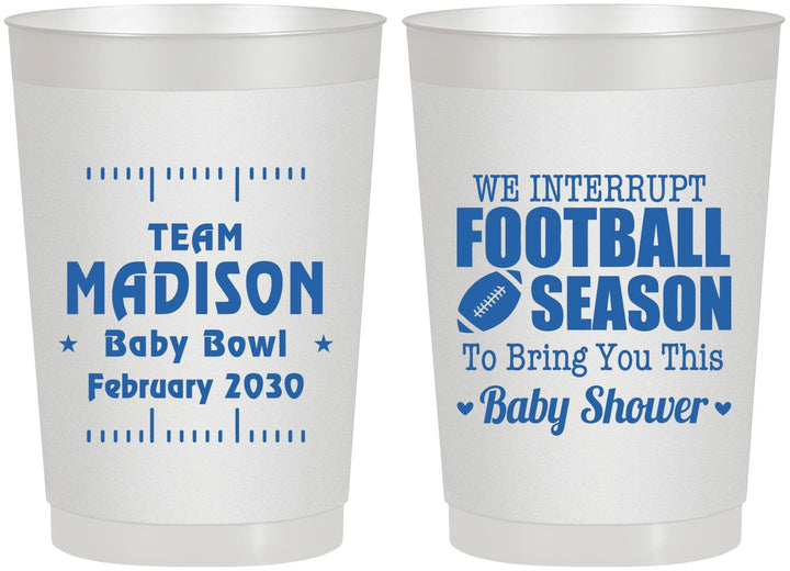 Personalized Baby Shower 22 oz Frosted Cups - Football | 90091