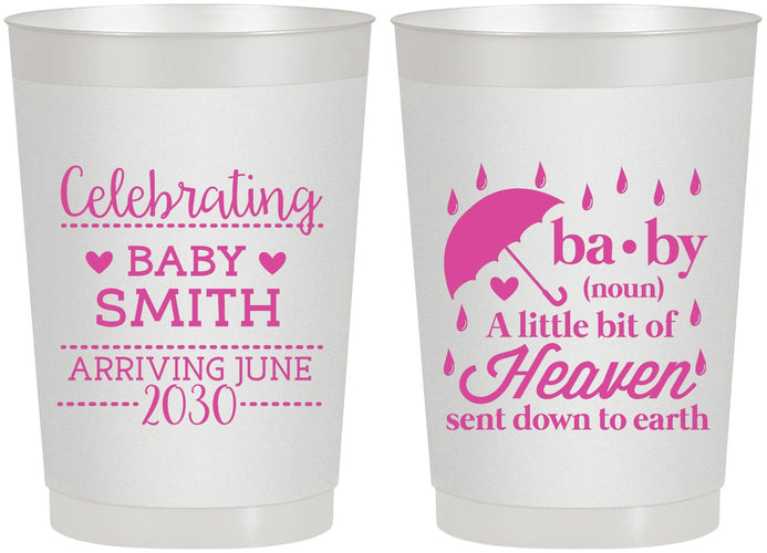 Personalized Baby Shower 22 oz Frosted Cups - Little Bit Of Heaven | 90095