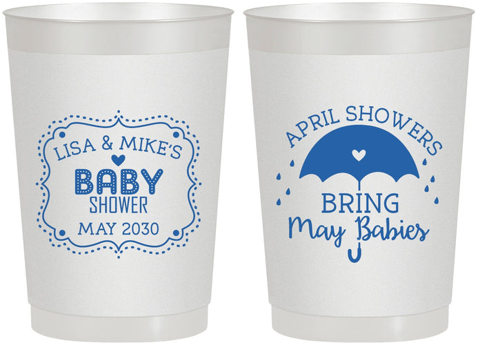 Personalized Baby Shower 22 oz Frosted Cups - April Showers May Babies | 90096