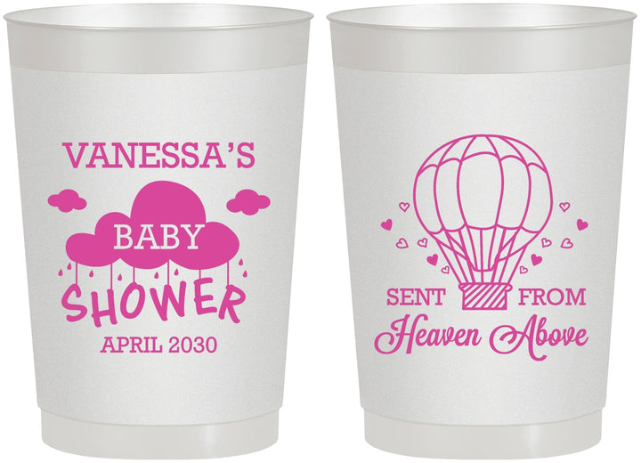 Personalized Baby Shower 22 oz Frosted Cups - Hot Air Balloon | 90097