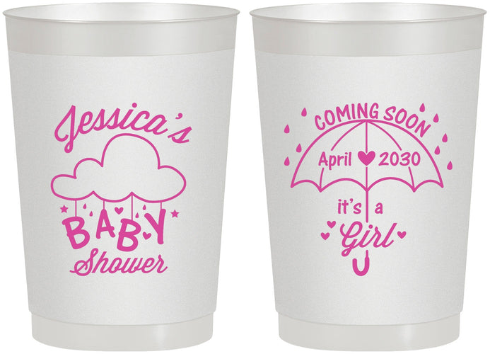Personalized Baby Shower 22 oz Frosted Cups - April Showers May Babies | 90099