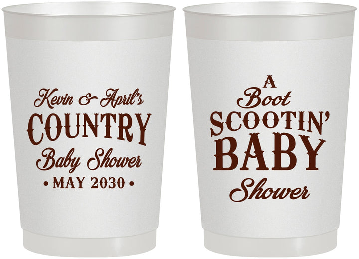 Personalized Baby Shower 22 oz Frosted Cups - Boot Scootin | 90100