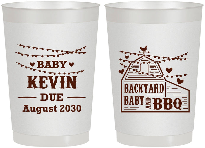 Personalized Baby Shower 22 oz Frosted Cups - Baby And Bbq | 90101