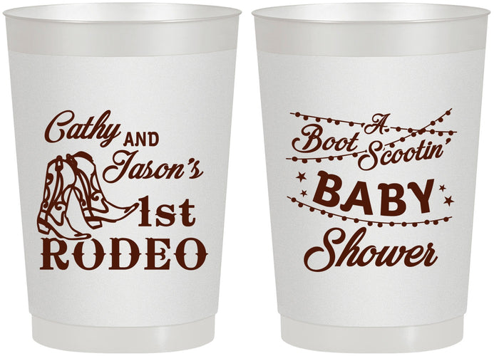 Personalized Baby Shower 22 oz Frosted Cups - Rodeo Boot Scootin | 90103