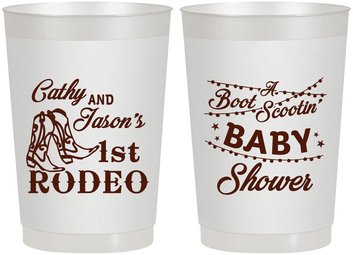 Personalized Baby Shower 22 oz Frosted Cups - Rodeo Boot Scootin | 90103