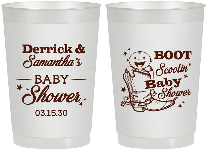 Personalized Baby Shower 22 oz Frosted Cups - Boot Scootin | 90106