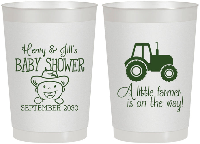 Personalized Baby Shower 22 oz Frosted Cups - Little Farmer | 90108