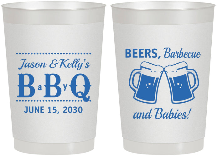 Personalized Baby Shower 22 oz Frosted Cups - Beers Bbq Babies | 90111