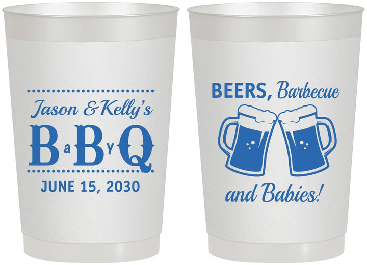 Personalized Baby Shower 22 oz Frosted Cups - Beers Bbq Babies | 90111