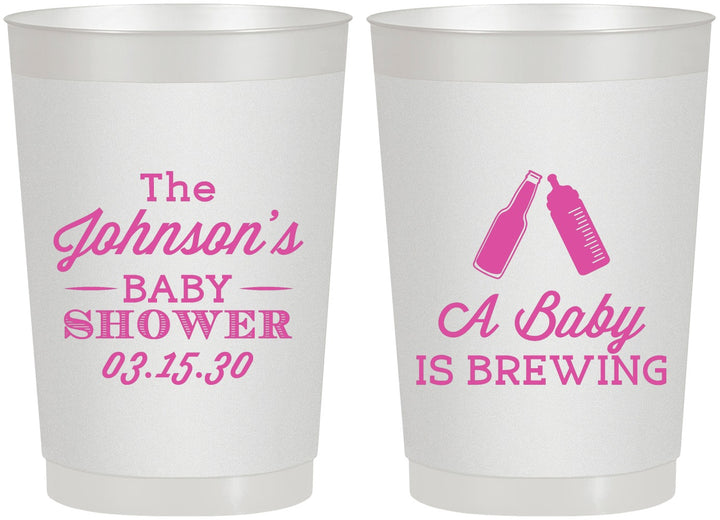 Personalized Baby Shower 22 oz Frosted Cups - Baby Is Brewing | 90116