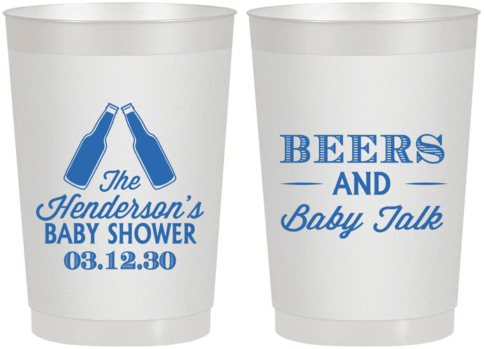 Personalized Baby Shower 22 oz Frosted Cups - Beers And Baby Talk | 90117