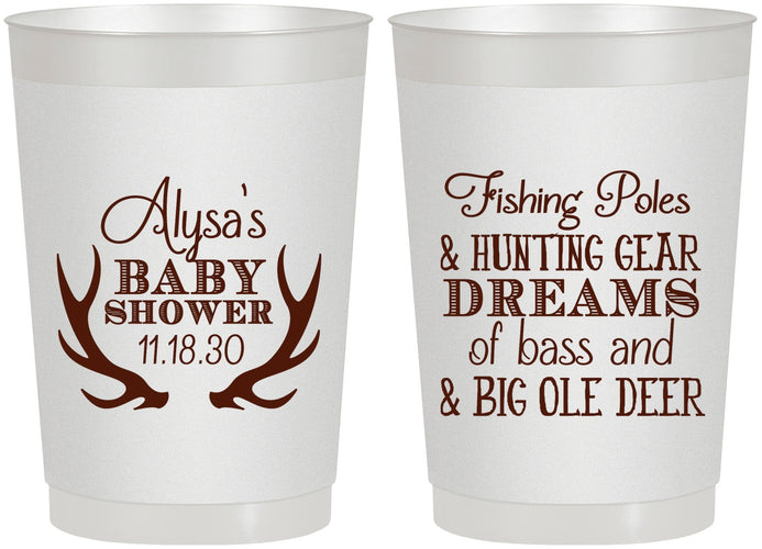 Personalized Baby Shower 22 oz Frosted Cups - Bass Deer | 90120