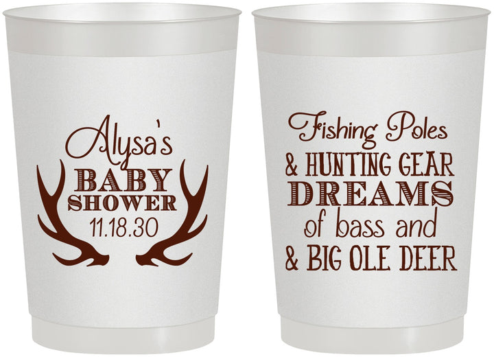 Personalized Baby Shower 22 oz Frosted Cups - Bass Deer | 90120