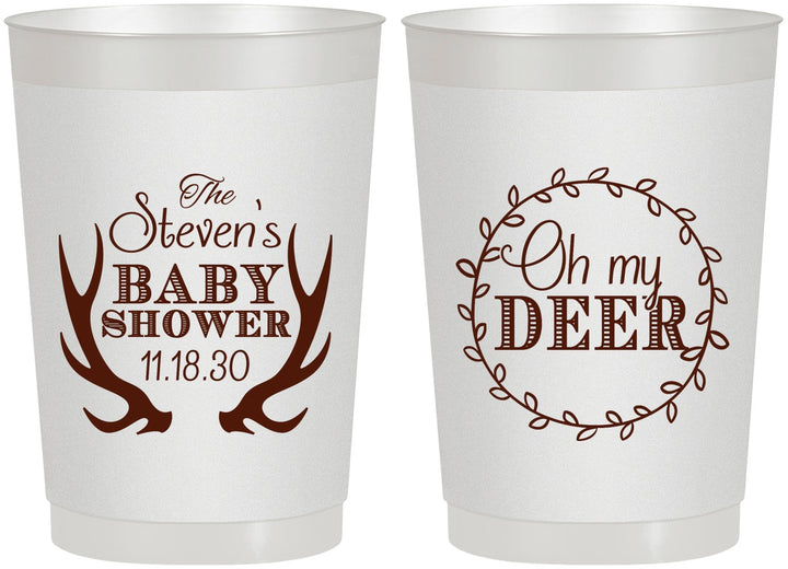 Personalized Baby Shower 22 oz Frosted Cups - Oh My Deer Christmas | 90121