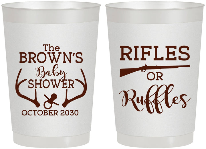 Personalized Baby Shower 22 oz Frosted Cups - Rifles Or Ruffles | 90122