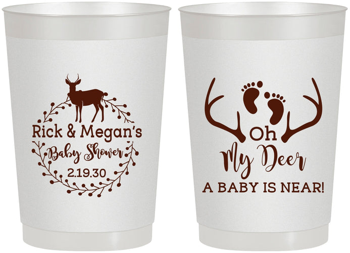 Personalized Baby Shower 22 oz Frosted Cups - Oh My Deer | 90123