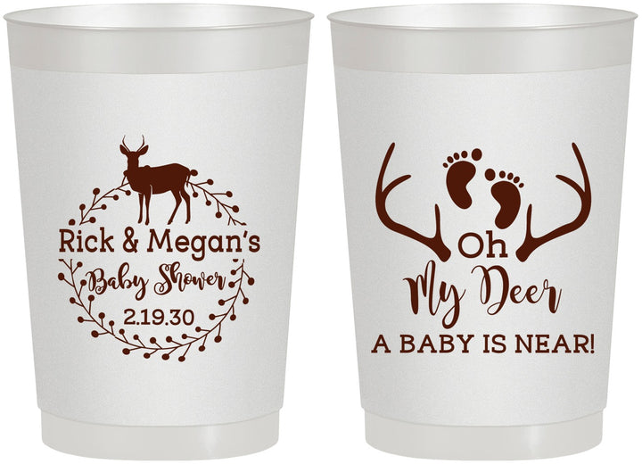 Personalized Baby Shower 22 oz Frosted Cups - Oh My Deer | 90123